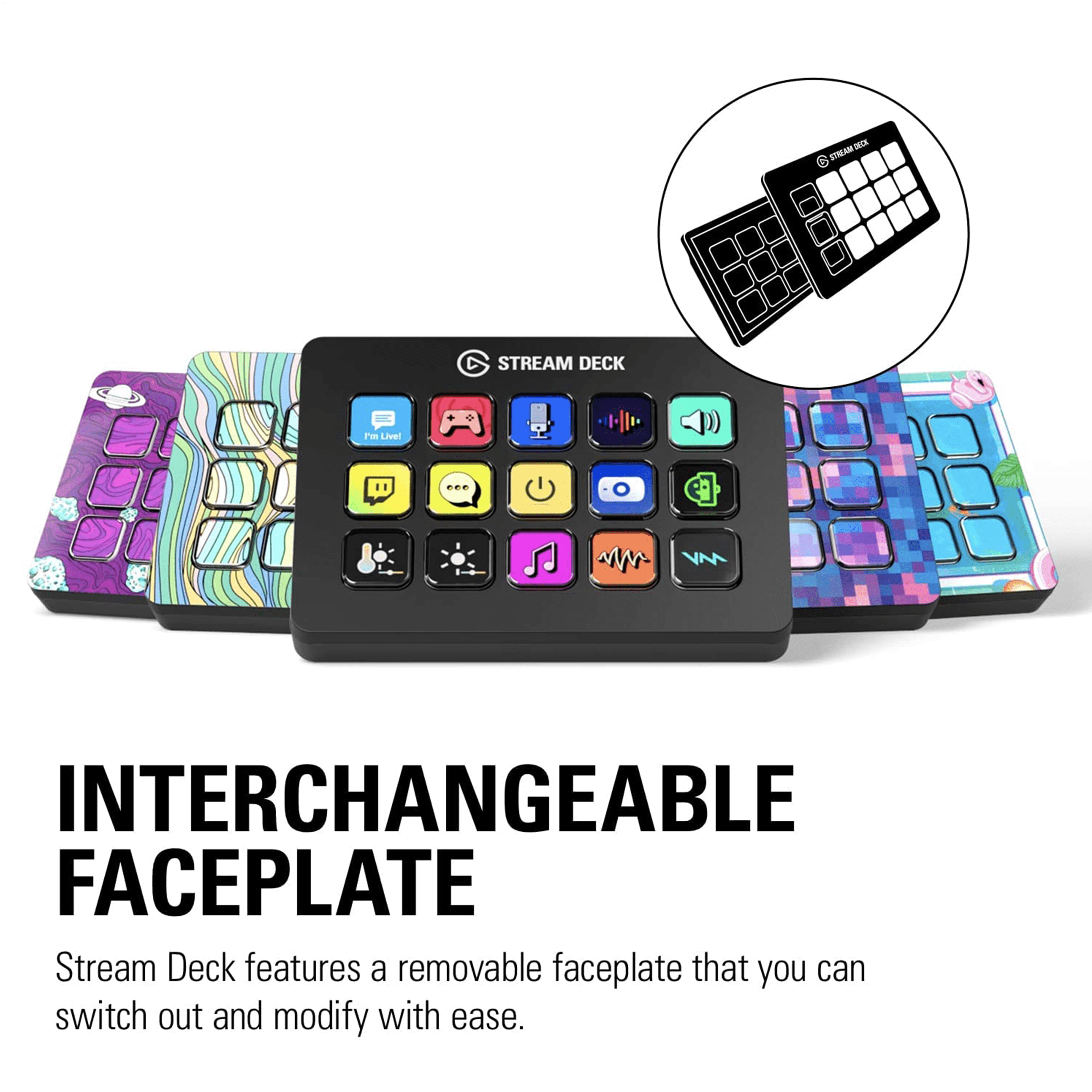 Elgato Stream deck MK2 with selling extra faceplate