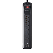CSU CSP604U Surge Protector -- 6 AC Outlets, 2 USB Charge Ports (2.1A)-1200 Joules of surge protection