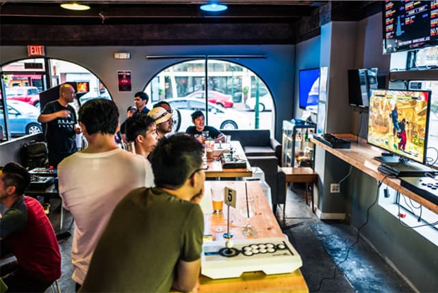 group of gamers at Barcode Bar