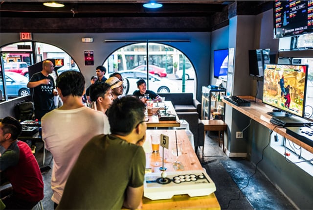 group of gamers at Barcode Bar