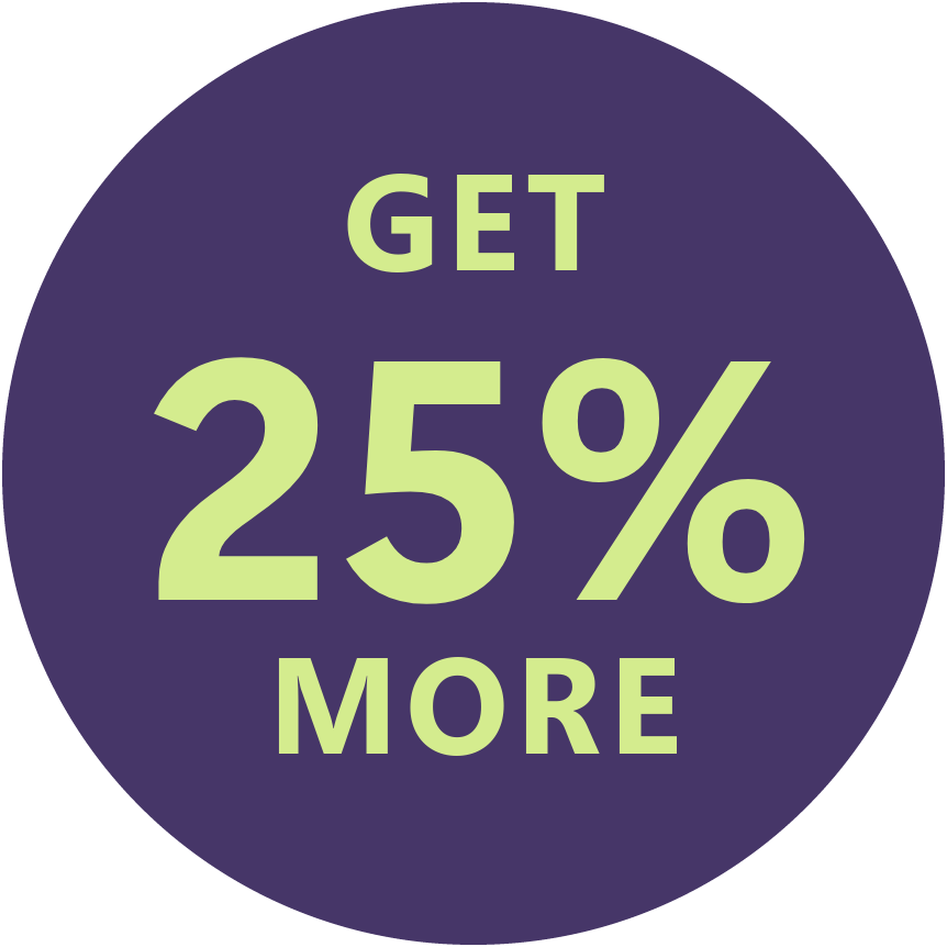 get 25% more purple circle