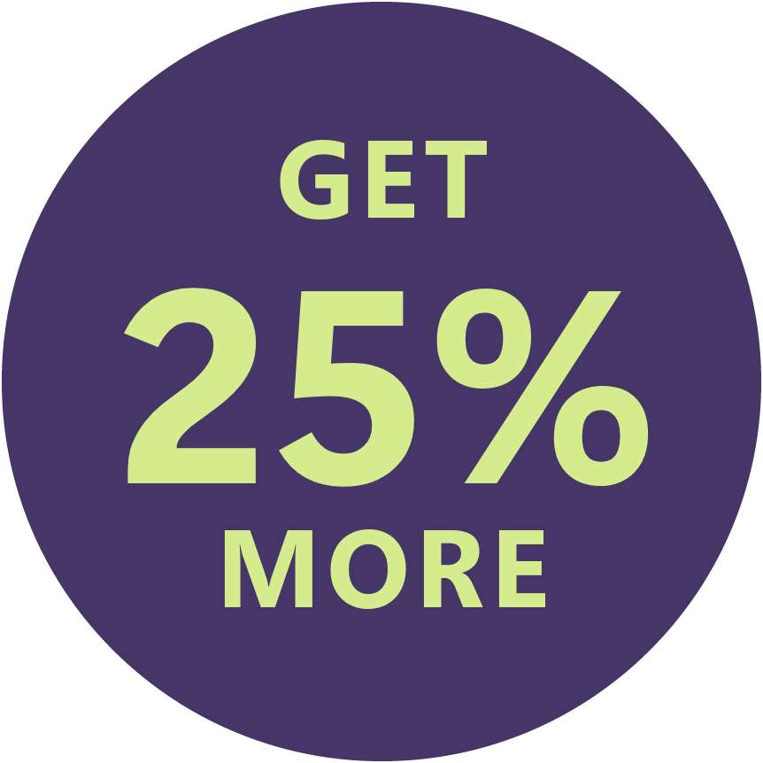 get 25% more purple circle