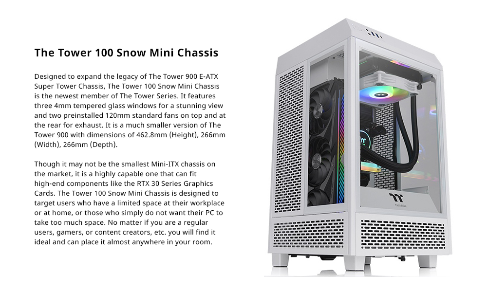 Boîtier Tower 100 Snow Mini ITX