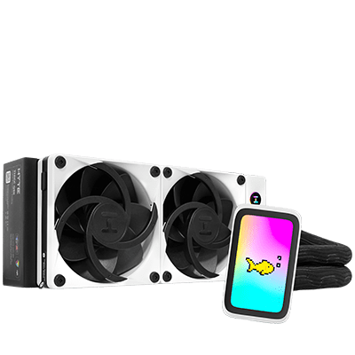 HYTE THICC Q60 240mm AIO Liquid Cooler with 5'' Ultraslim IPS Display - White/Black