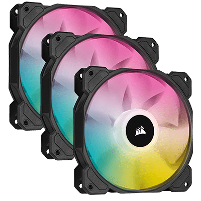 CORSAIR iCUE SP120 RGB ELITE 120mm Black PWM Triple Fan Pack w/ Lighting Node CORE