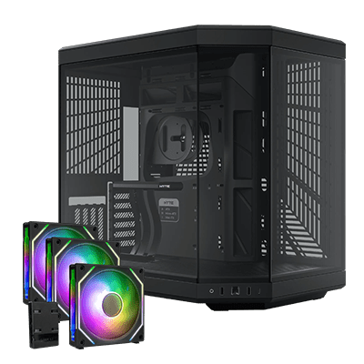 HYTE Y70 Gaming Case - Pitch Black (+ Free Lian Li SL-INFINITY ARGB 120mm Triple Fan Pack)