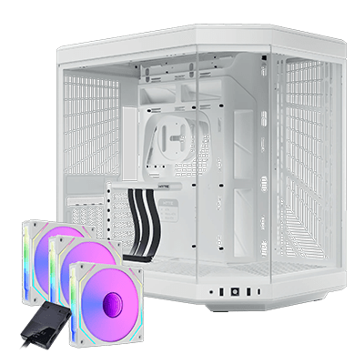 HYTE Y70 Gaming Case - Snow White (+ Free Lian Li SL-INFINITY ARGB 120mm Triple Fan Pack)