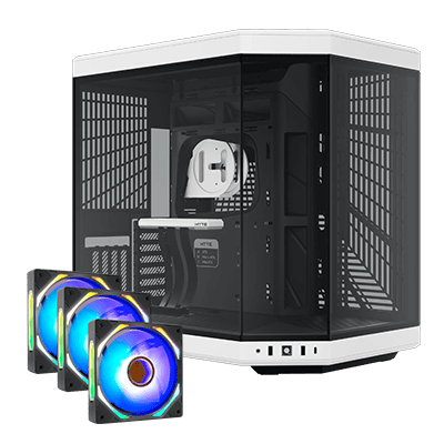 HYTE Y70 Gaming Case - Panda (+ FREE 3x iBUYPOWER Gen 9 Deluxe 120mm Case Fans)
