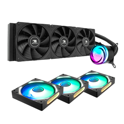 iBUYPOWER AW4 360mm ARGB Liquid Cooler - Black (+ Free Gen 9 Deluxe 120mm Triple Fan Pack)