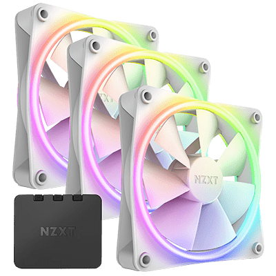 NZXT F120 DUO RGB 120mm Triple Fan Pack w/ RGB Controller - White