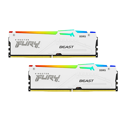 Kingston Fury Beast RGB 32GB (16GBx2) DDR5 6000MHz CL30 Memory Kit - White