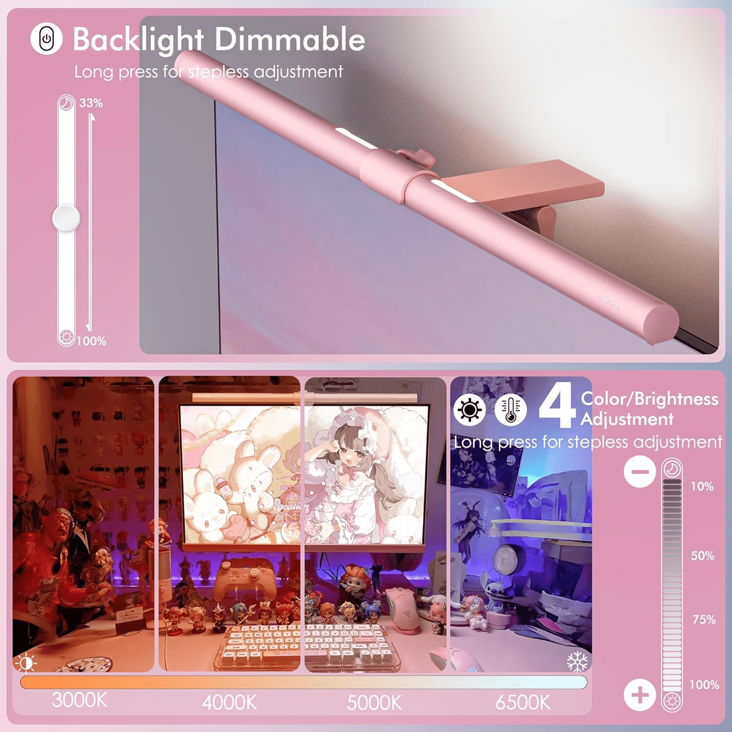 Quntis LED Monitor Light Bar - Pink