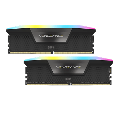 CORSAIR Vengeance RGB 64GB (32GBx2) DDR5 6400MHz CL32 Memory Kit - Black