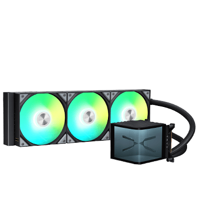 TRYX PANORAMA 360 ARGB 360mm Liquid Cooler with 6.5'' AMOLED Curved Screen - Black