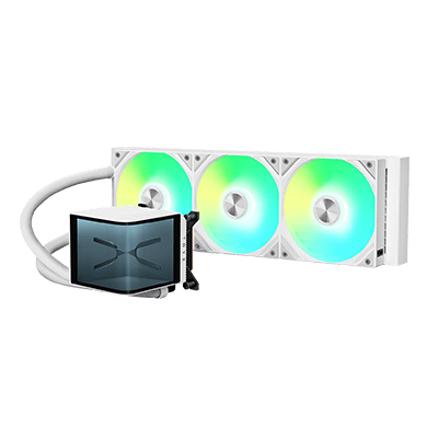 TRYX PANORAMA 360 ARGB 360mm Liquid Cooler with 6.5" AMOLED Curved Screen - White