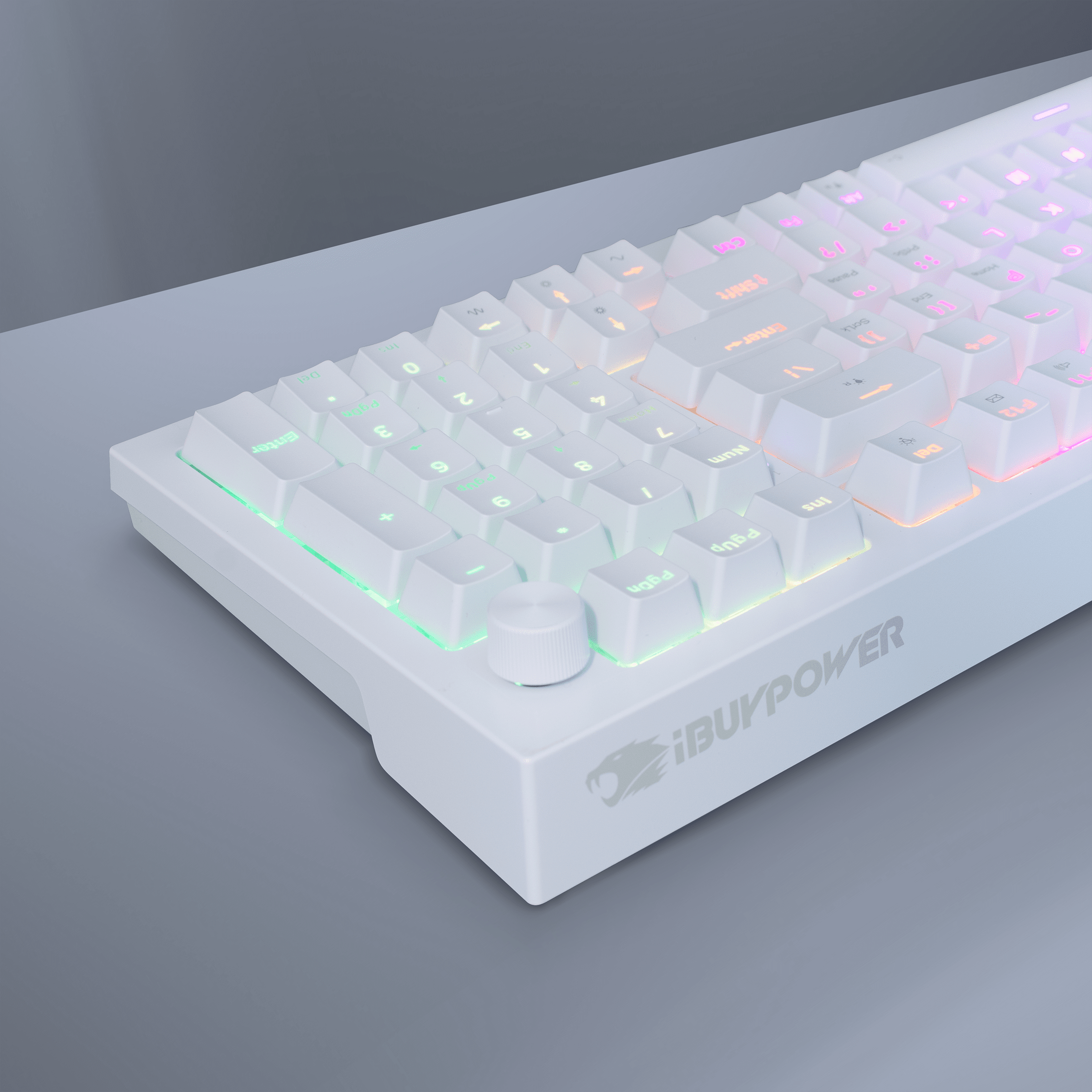 iBUYPOWER MK9 Pro RGB Mechanical Gaming Keyboard - White, Linear Switches