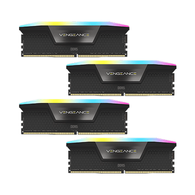 CORSAIR Vengeance RGB 128GB (32GBx4) DDR5 5600MHz CL40 Memory Kit - Black