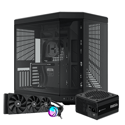 HYTE Y70 Case + Corsair RM850e Power Supply + iBUYPOWER AW4 Cooler Black Bundle