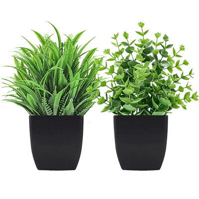 Small Artificial Potted Plants - Black