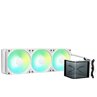 TRYX PANORAMA SE 360 ARGB 360mm Liquid Cooler with 6.67 in. AMOLED Curved Screen - White