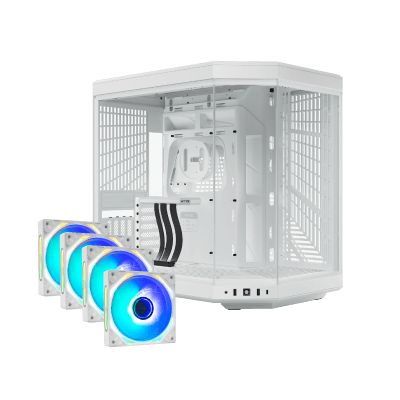 HYTE Y70 Gaming Case - Snow White [+Free 4x iBUYPOWER Gen 9 Deluxe 120mm Case Fans]