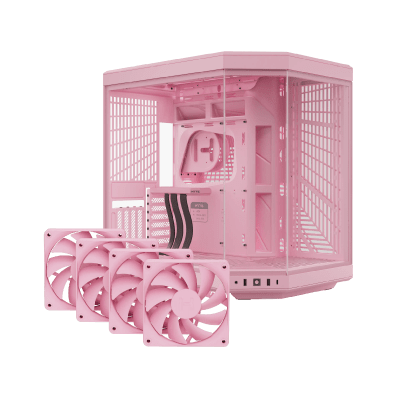 HYTE Y70 Gaming Case [+Free 4x HYTE FA12 Case Fans] - Strawberry Milk