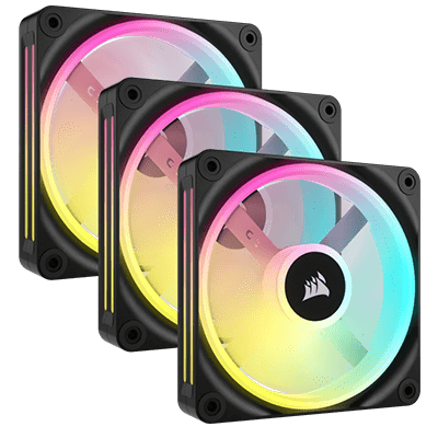CORSAIR iCUE LINK QX120 RGB 120mm PWM Triple Fan Pack w/ iCUE LINK System Hub - Black