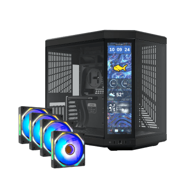 HYTE Y70 Touch Infinite Gaming Case - Pitch Black [+Free 4x iBUYPOWER Gen 9 Deluxe 120mm Case Fans]