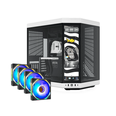 HYTE Y70 Touch Infinite Gaming Case - Panda [+Free 4x iBUYPOWER Gen 9 Deluxe 120mm Case Fans]