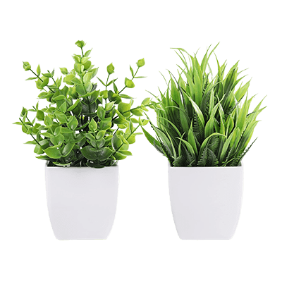 Small Artificial Potted Plants - White