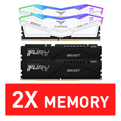 FREE 2x Memory Upgrade from 16GB DDR5-5200MHz Major Brand to 32GB DDR5-6000MHz TEAMGROUP* or Kingston**   